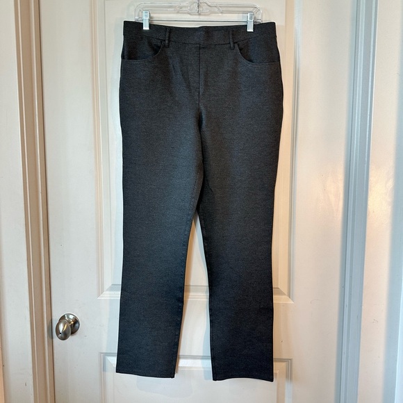 Quince Charcoal Grey PullOn Ponte Elastic Waistband Straight Leg Trouser Pants. - Picture 8 of 8